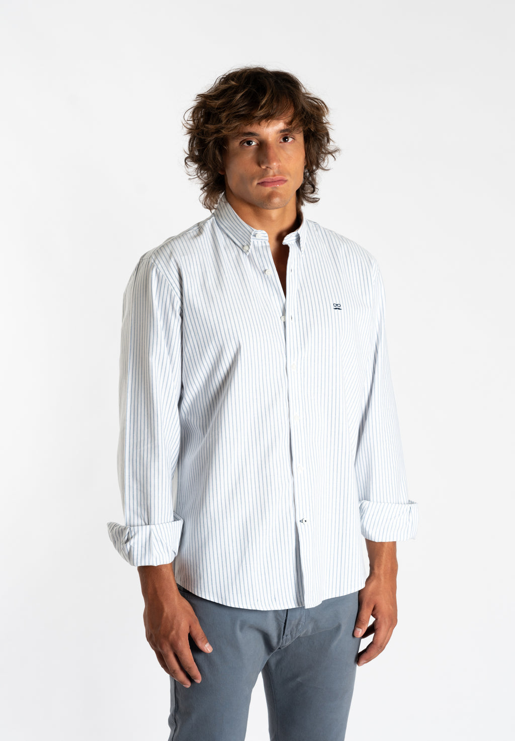 Camisa Rayas Anchas Soft Marino Makarthy