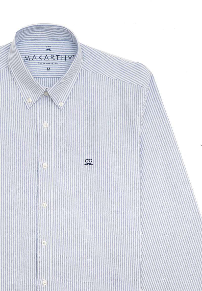 Camisa Oxford Rayas Celeste