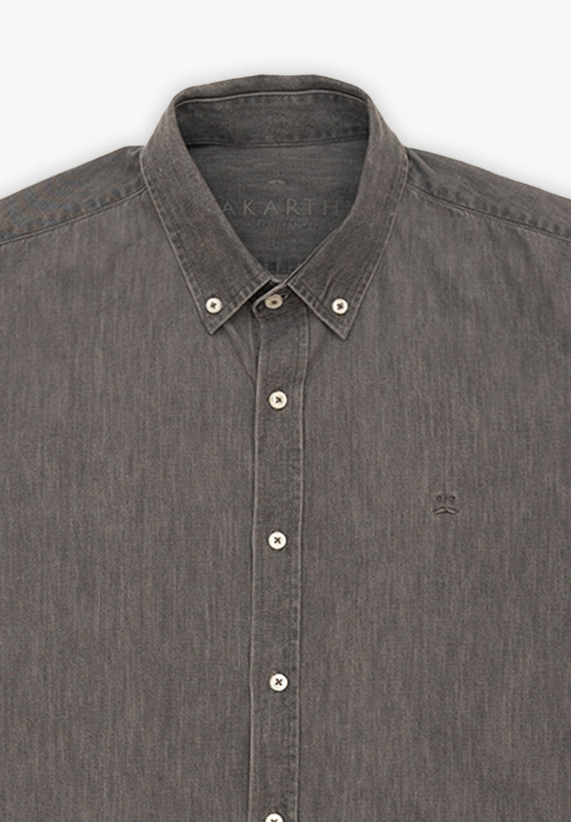 Camisa Denim Lavada Gris Ceniza