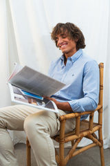 Camisa Cuello Botón Oxford Azul