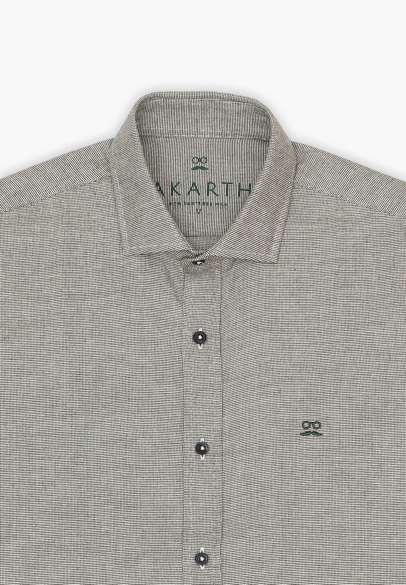 Dark Green Melange Plaid Shirt