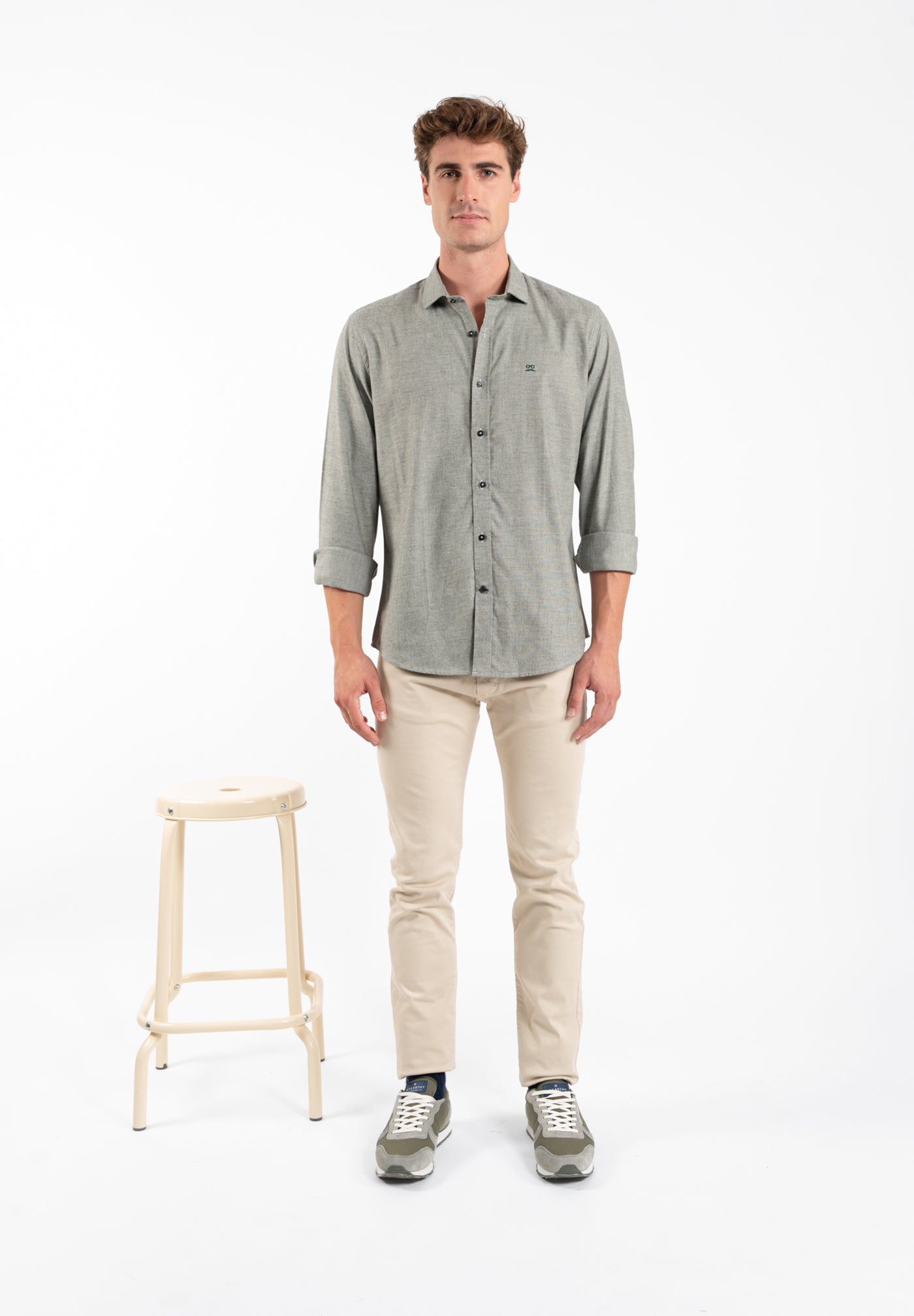Dark Green Melange Plaid Shirt