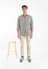 Dark Green Melange Plaid Shirt