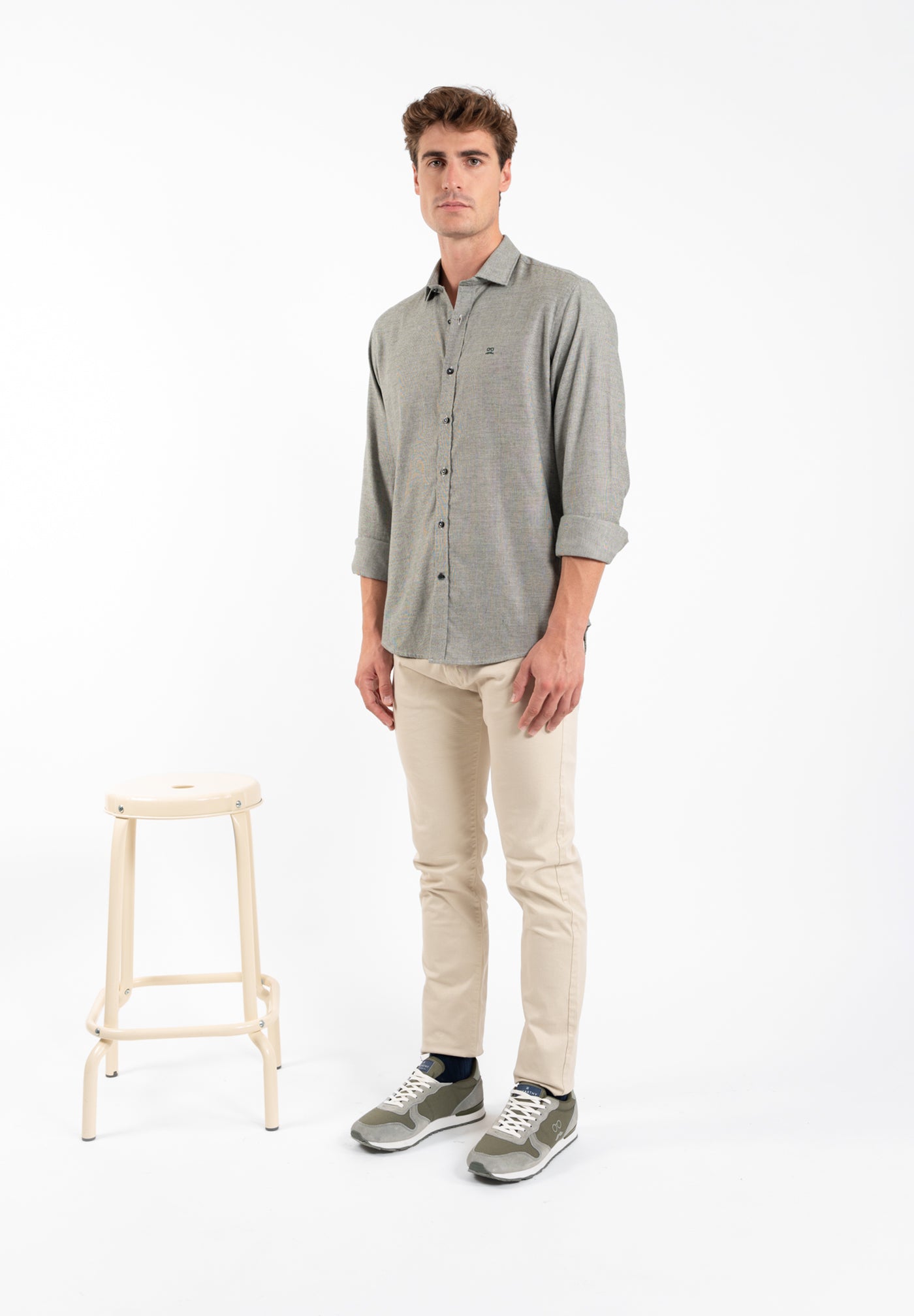 Dark Green Melange Plaid Shirt