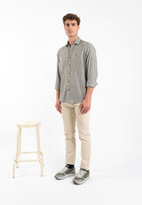Dark Green Melange Plaid Shirt