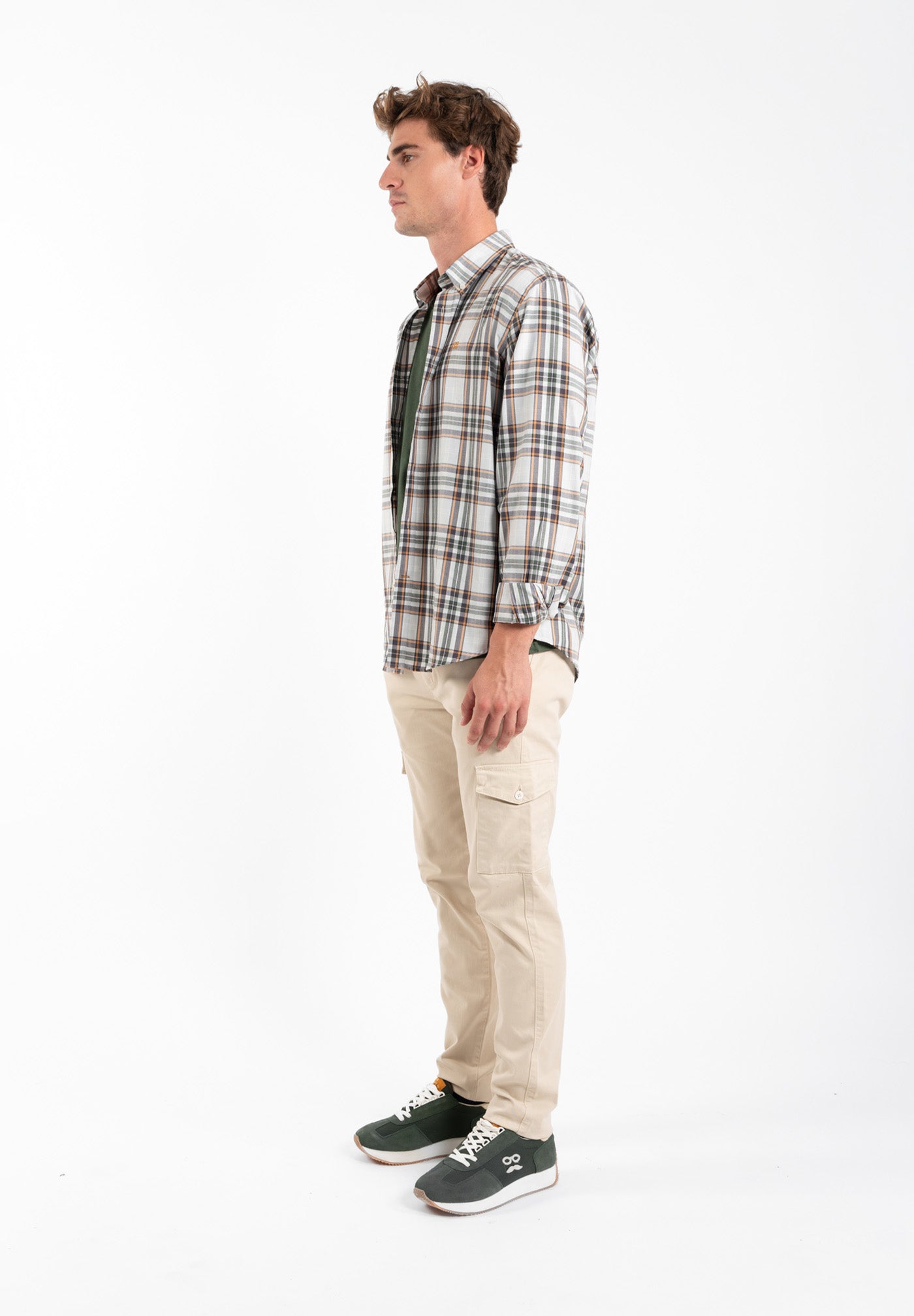 Village Plaid Shirt Gray and Caramel