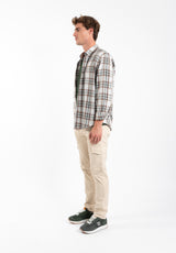 Village Plaid Shirt Gray and Caramel