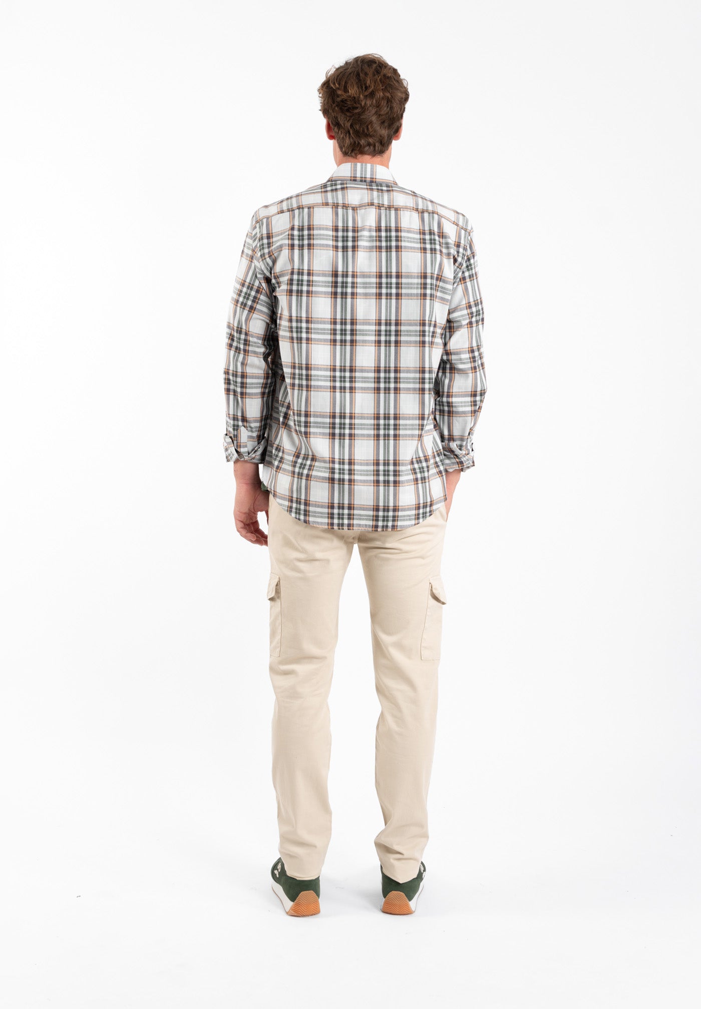 Village Plaid Shirt Gray and Caramel