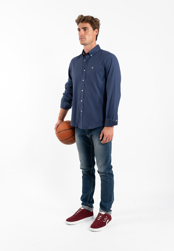 Camisa Oxford Lycra Marino
