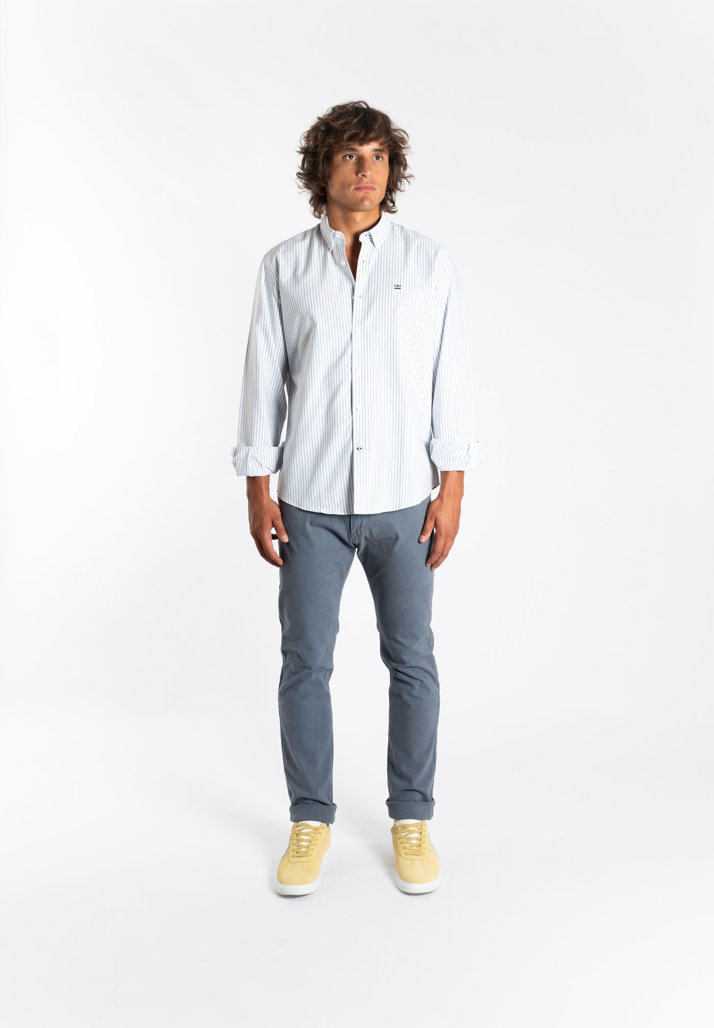 Grayish Blue Five-Pocket Trousers