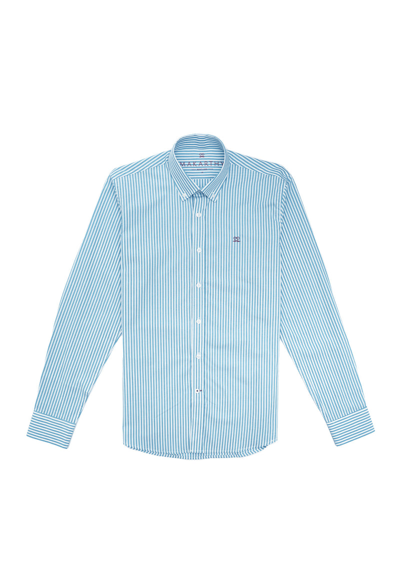 Camisa Chambray Rayas Celeste