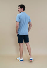 Navy Linen Bermuda Shorts