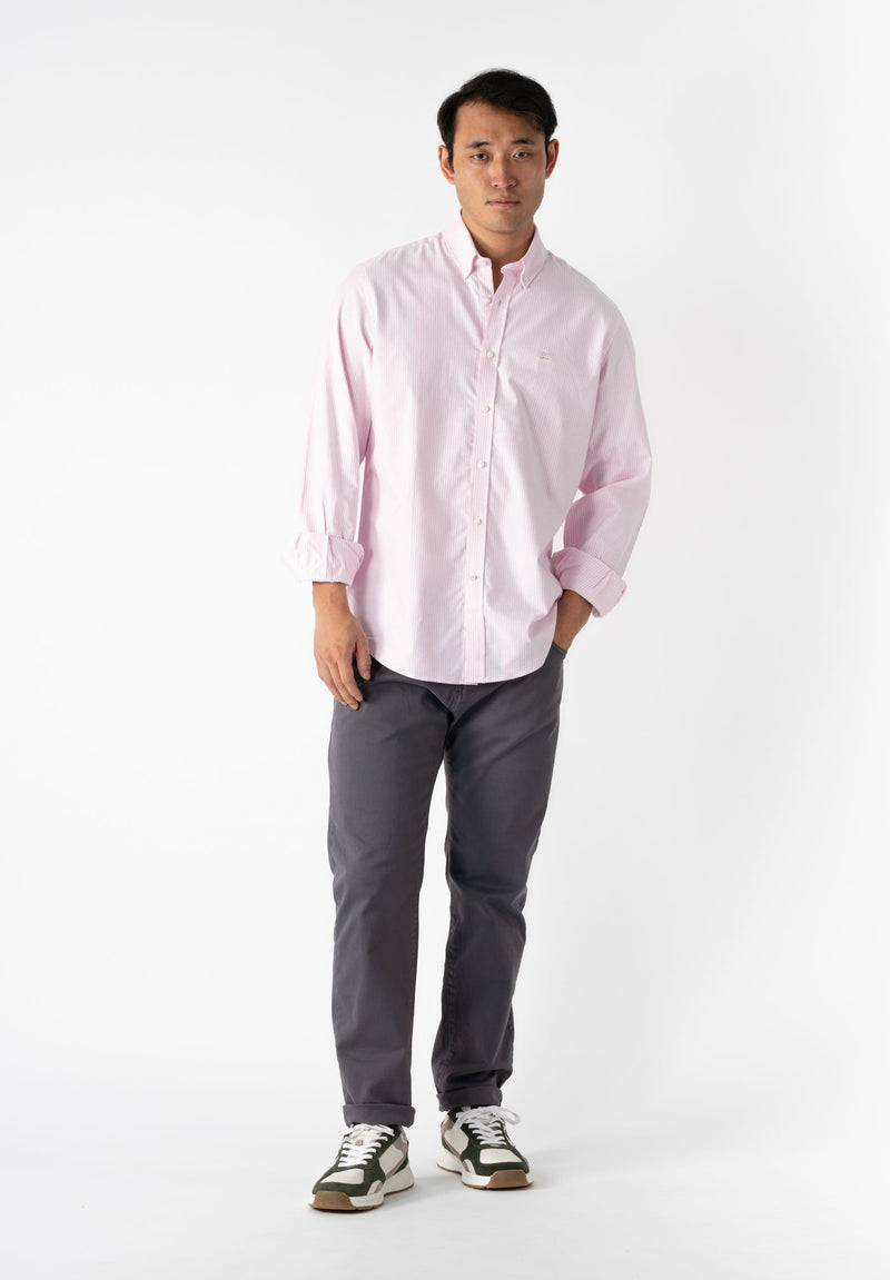 Camisa Oxford Rayas Rosa Palo