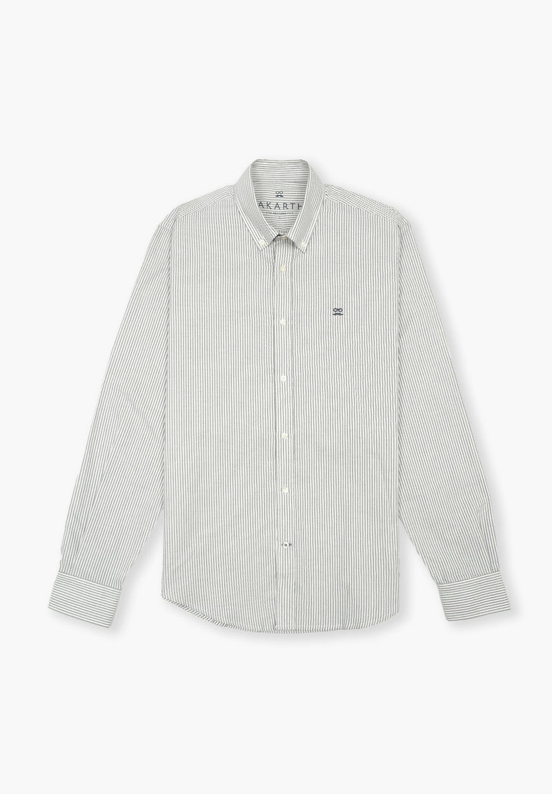 Camisa Oxford Rayas Gris Oscuro