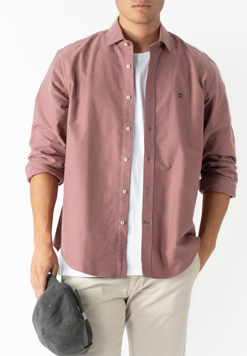 Camisa Oxford Brushed Cereza Oscuro