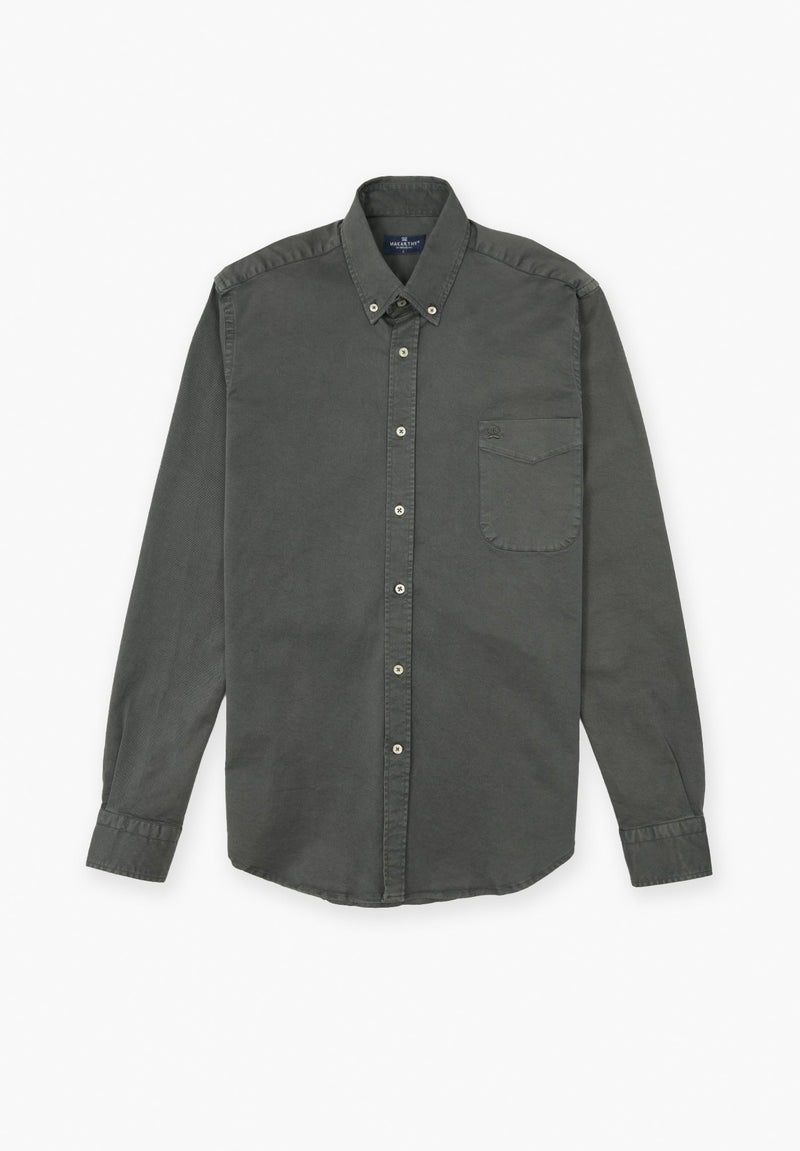 Camisa Sarga Gris Oscuro