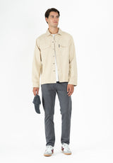 Beige Rivet Twill Overshirt