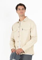 Beige Rivet Twill Overshirt