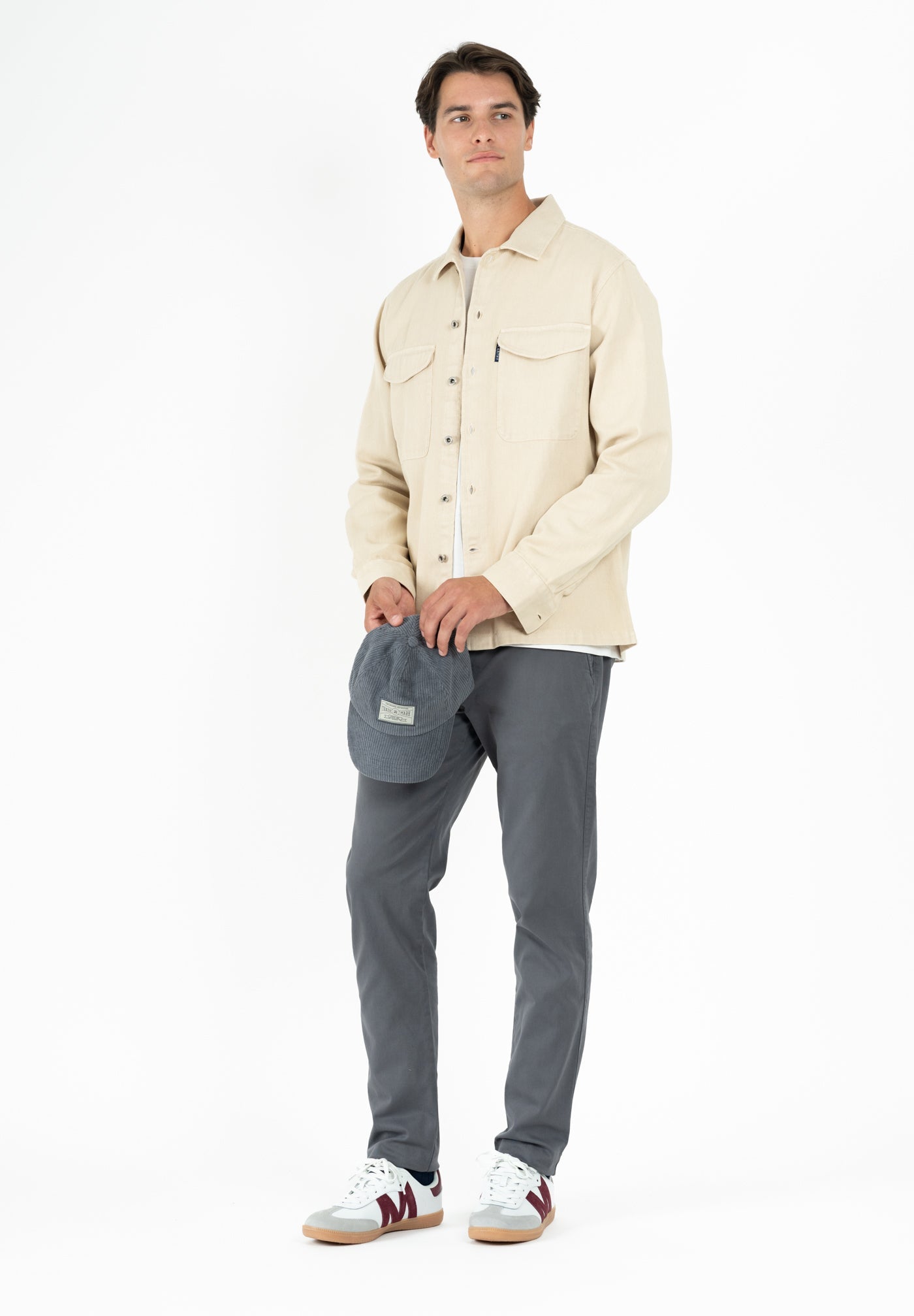 Beige Rivet Twill Overshirt