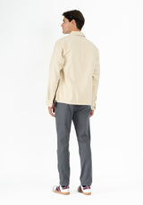 Beige Rivet Twill Overshirt