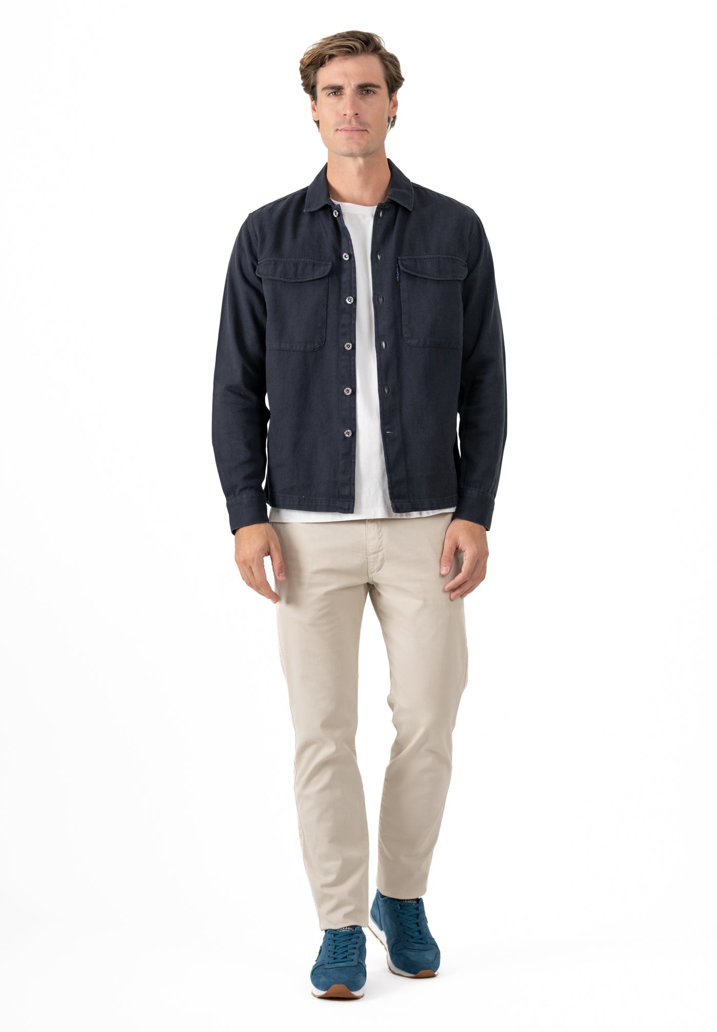 Riveted Twill Overshirt Navy