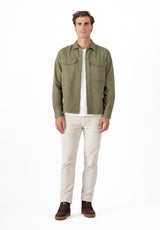 Olive Rivet Twill Overshirt