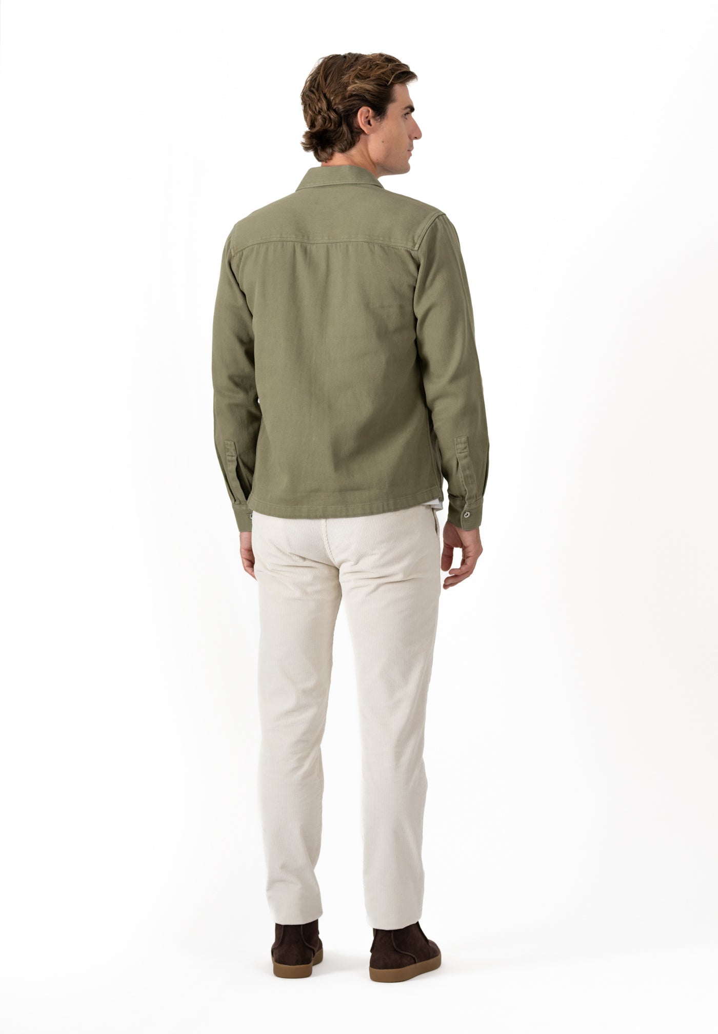 Olive Rivet Twill Overshirt