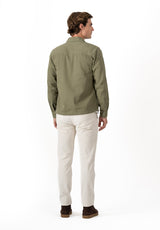 Olive Rivet Twill Overshirt