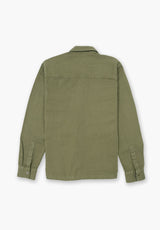 Olive Rivet Twill Overshirt
