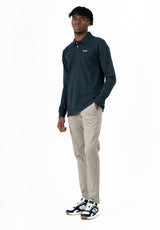 Makarthy Petroleum Blue Long-Sleeved Polo Shirt
