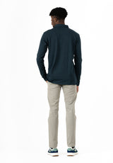 Makarthy Petroleum Blue Long-Sleeved Polo Shirt