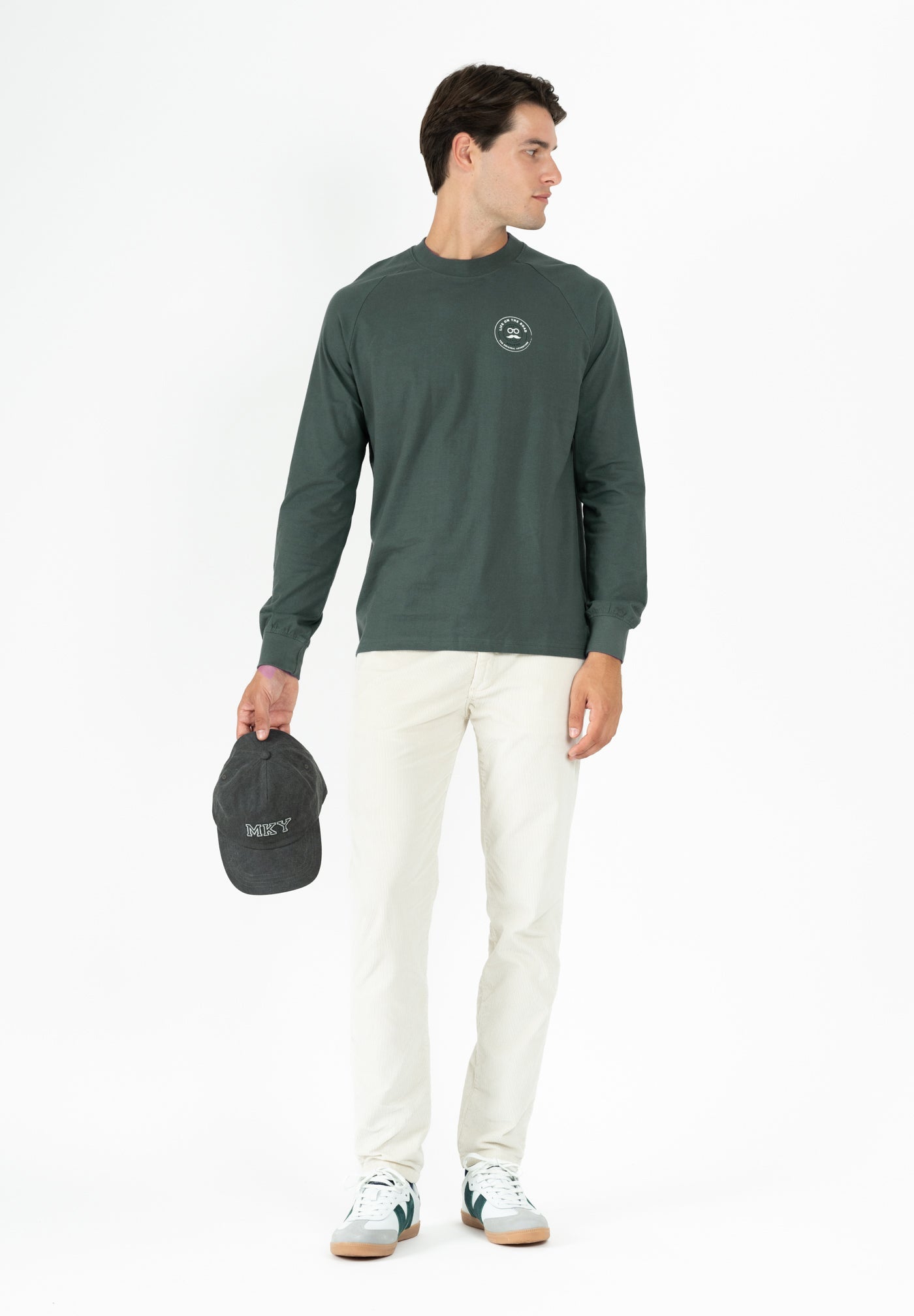Dark Grey Casual Long Patch T-Shirt
