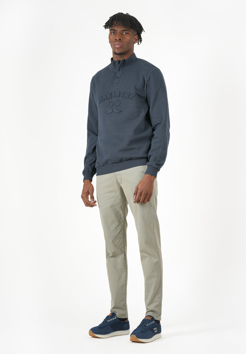 Sudadera Long Patch Azul Petróleo