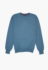 Indigo V-Neck Jumper