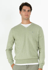 Olive V-Neck Jumper