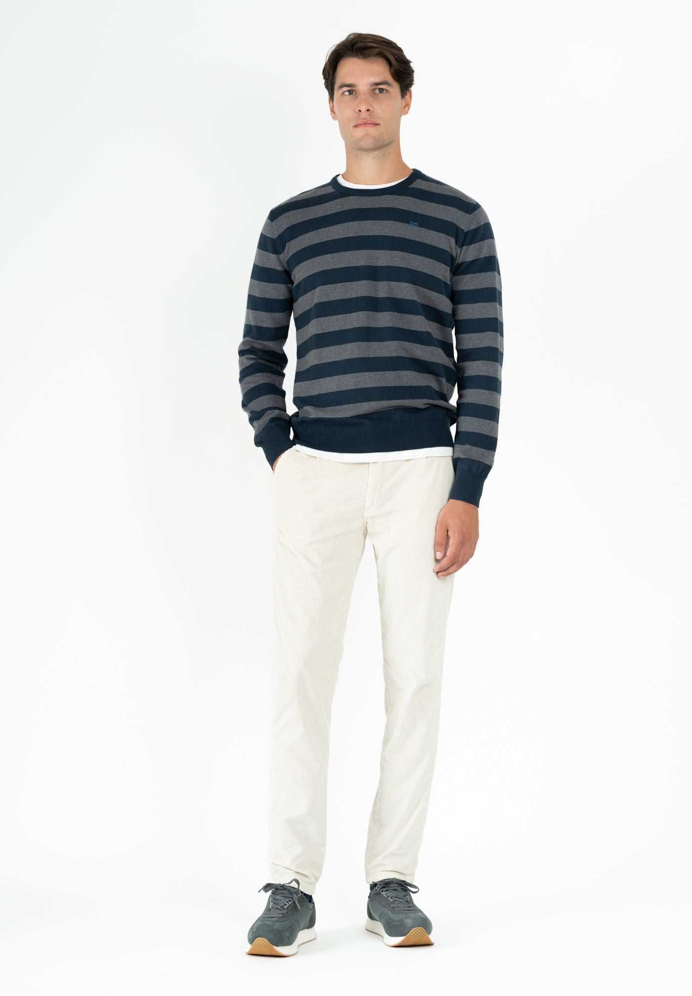 Petrol Blue Striped Jumper