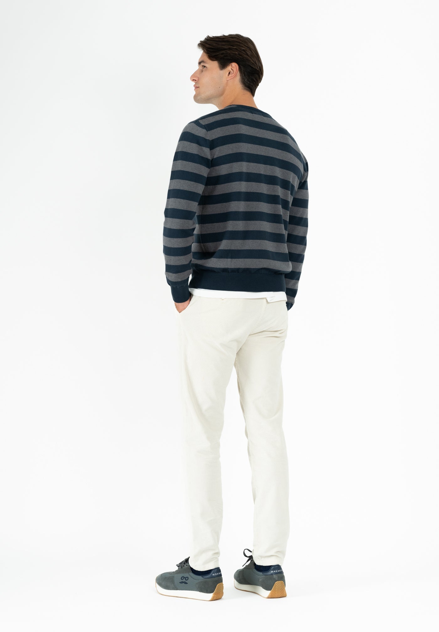 Petrol Blue Striped Jumper