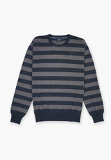 Petrol Blue Striped Jumper