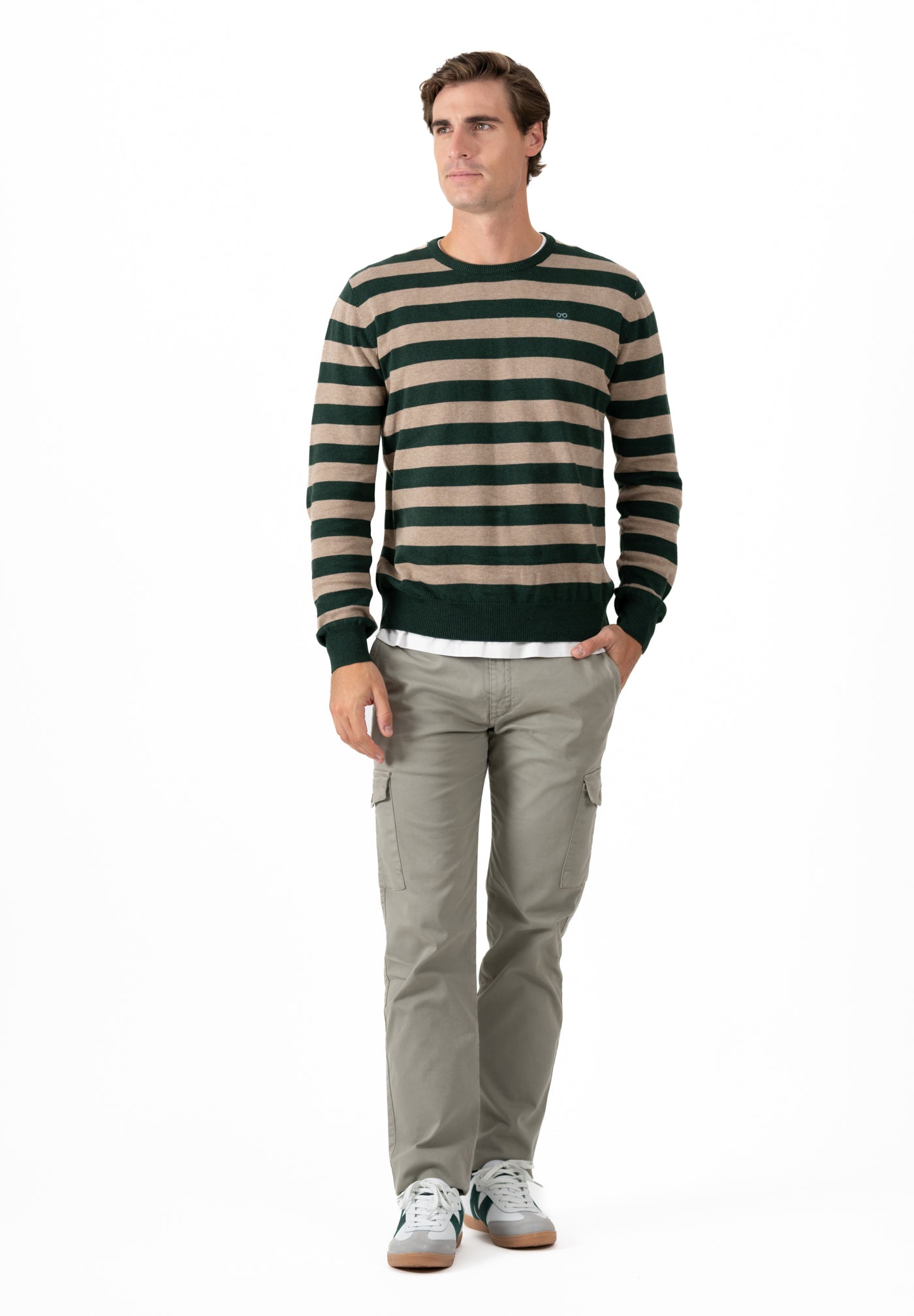 Dark Green Striped Jumper