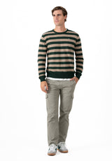 Dark Green Striped Jumper