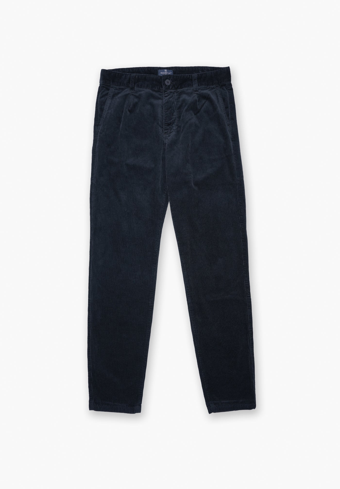 Navy Pleated Corduroy Trousers