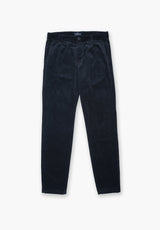 Navy Pleated Corduroy Trousers