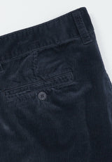 Navy Pleated Corduroy Trousers