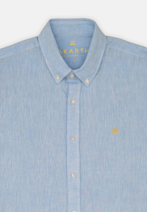 Camisa Lino slim Azul Niebla