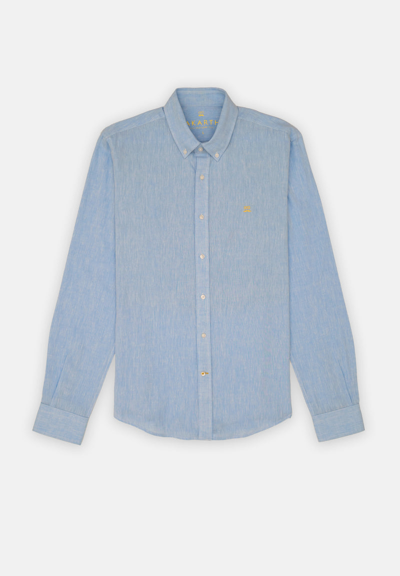 Camisa Lino slim Azul Niebla