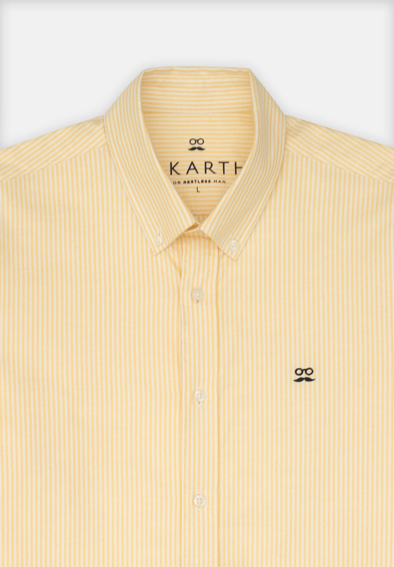 Camisa Oxford Rayas Amarillo Soft