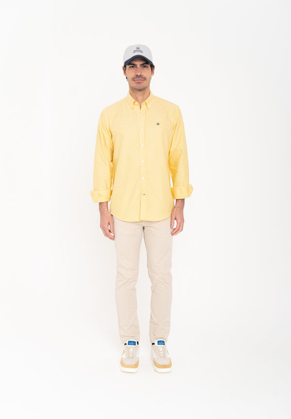 Camisa Oxford Cuadros Amarillo Soft
