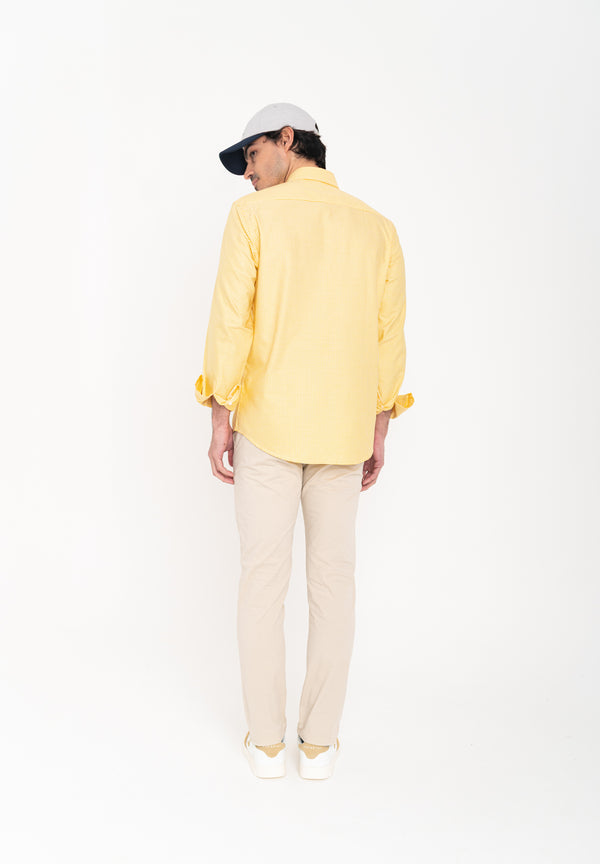 Camisa Oxford Cuadros Amarillo Soft