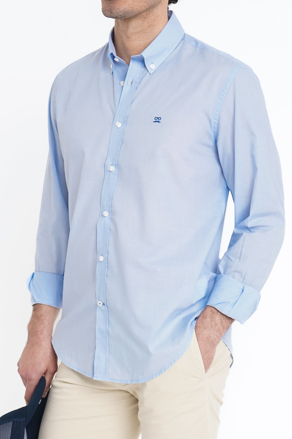 Camisa Fil A Fil Soft Azul Cielo Makarthy