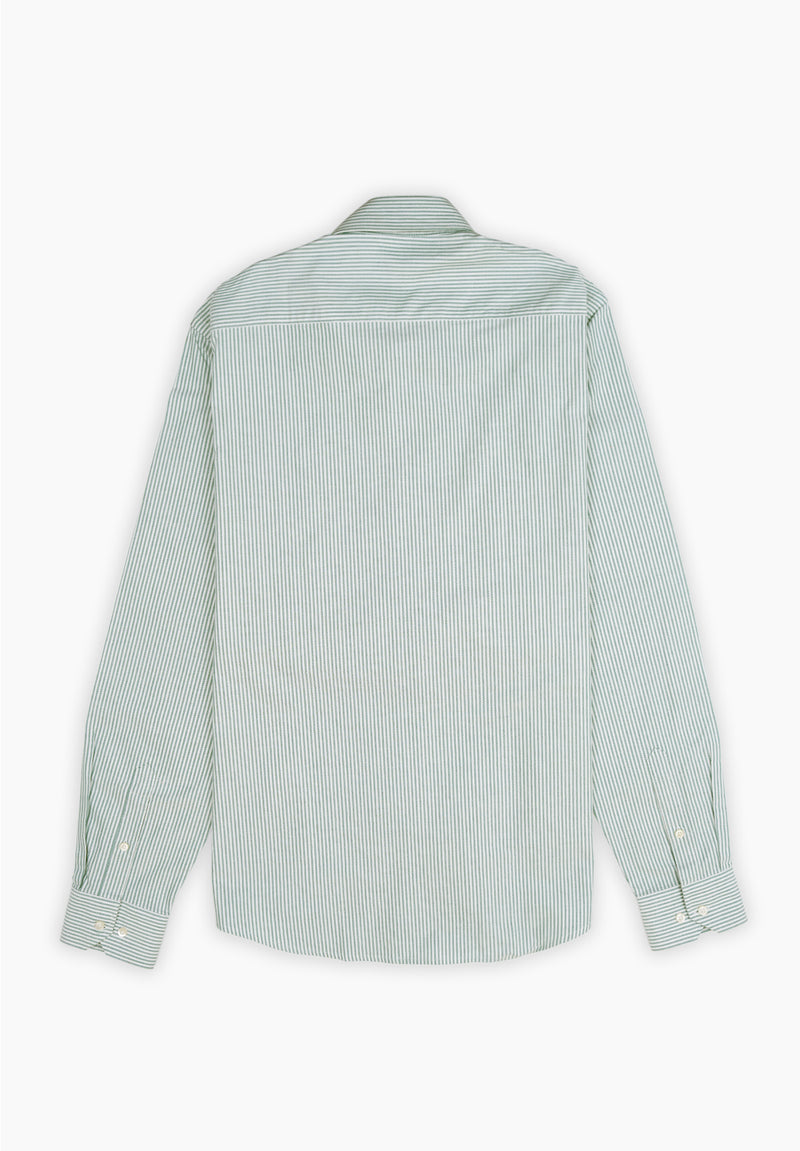 Camisa Manga Larga Oxford Rayas Verde Hierba